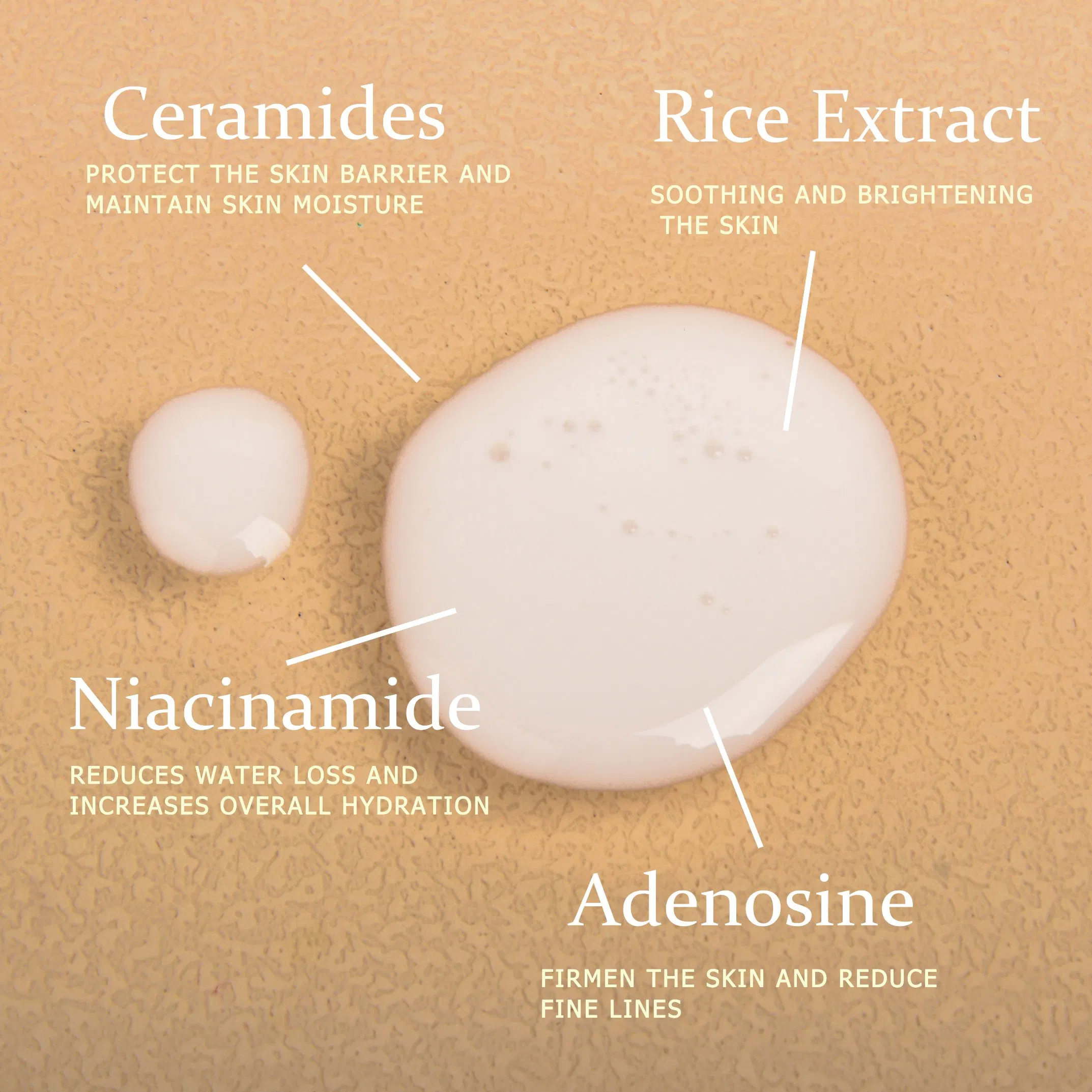 Suero Facial Antienvejecimiento de Ácido Hialurónico, Niacinamida y Vitamina E para el Cuidado de la Piel 5 en 1 Suero de Arroz