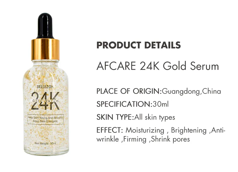 24K Suero de lujo dorado reparador, hidratante y blanqueador para el rostro