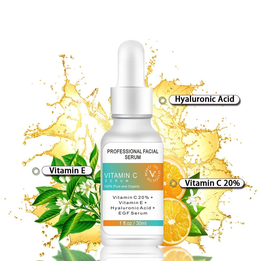 Suero Facial Natural Orgánico Vegano Aclarador Blanqueador de Ácido Hialurónico Vitamina C Cuidado de la Piel 100%