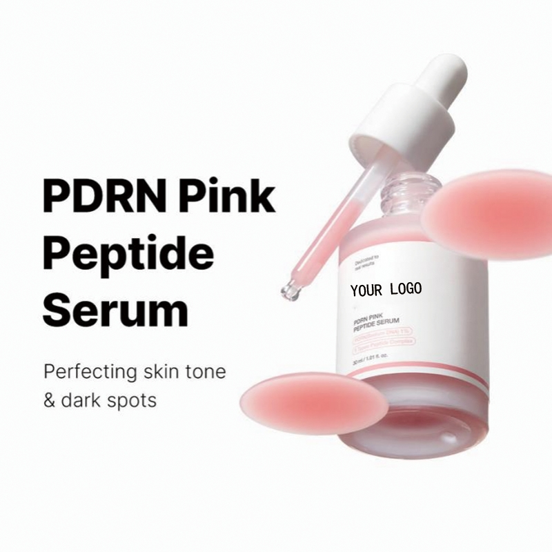 Suero de Péptidos Rosados de Cuidado de la Piel Coreano de Marca Privada, Antienvejecimiento, Firmante e Hidratante para Piel Sensible