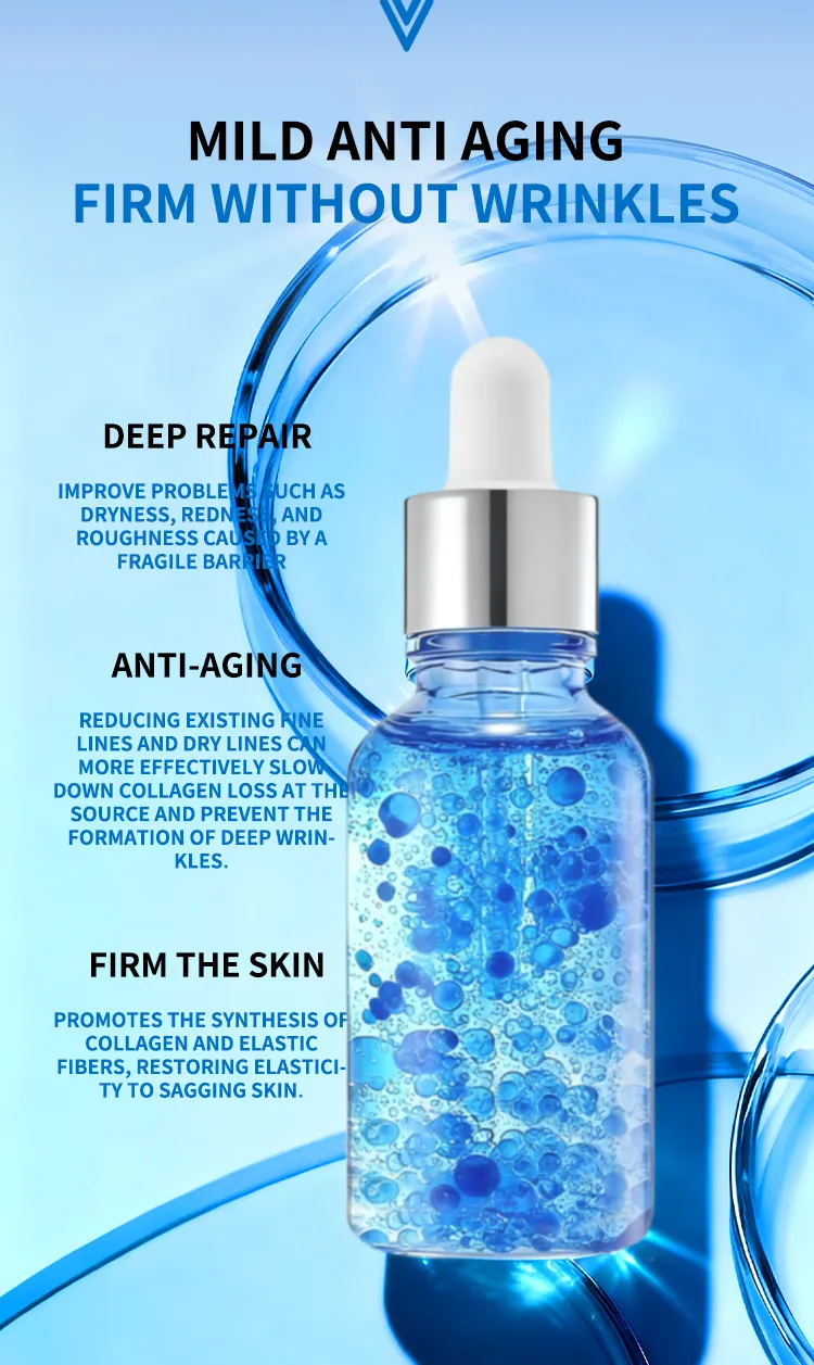 Reduce el enrojecimiento, líneas finas, suero facial de péptidos de cobre azul para piel sensible