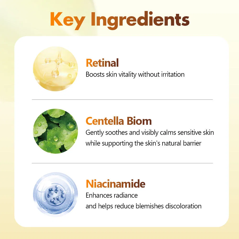 Suero Facial de Retinol Vegano Líquido de Niacinamida Blanqueador Antienvejecimiento Suero Calmante