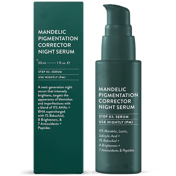 Corrector de Pigmentación de Fórmula Natural con Ácido Mandélico Suero Nocturno con Ácido Hialurónico