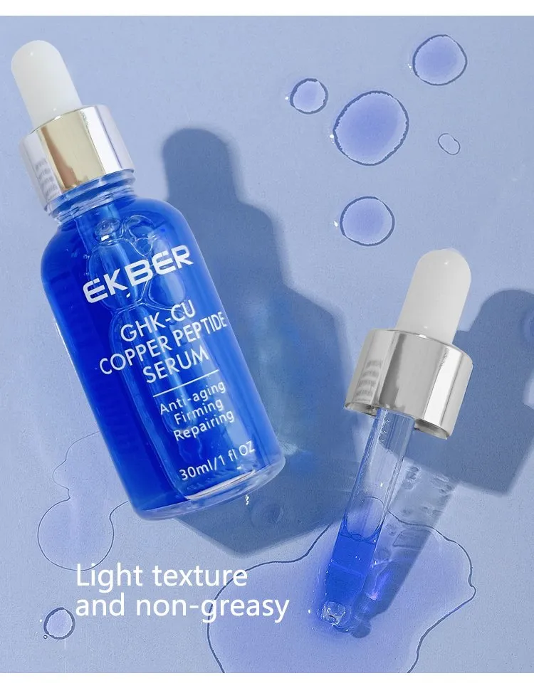 Suero facial iluminador calmante de cobre azul péptido orgánico natural para el cuidado de la piel coreana