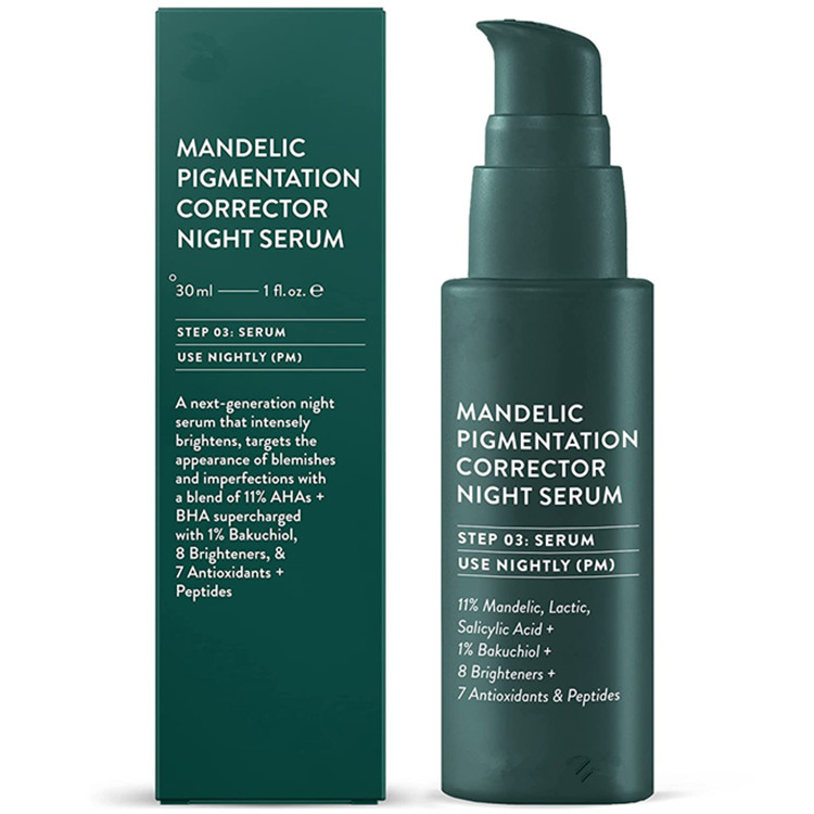 Corrector de Pigmentación de Fórmula Natural con Ácido Mandélico Suero Nocturno con Ácido Hialurónico