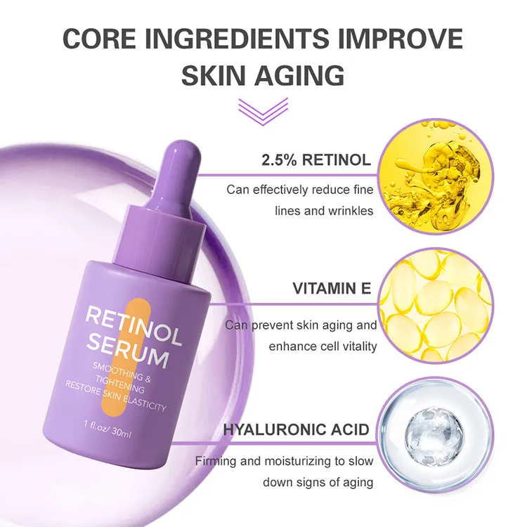 Suero facial de marca privada ácido hialurónico retinol cuidado de la piel hidratante reparador suero para el rostro