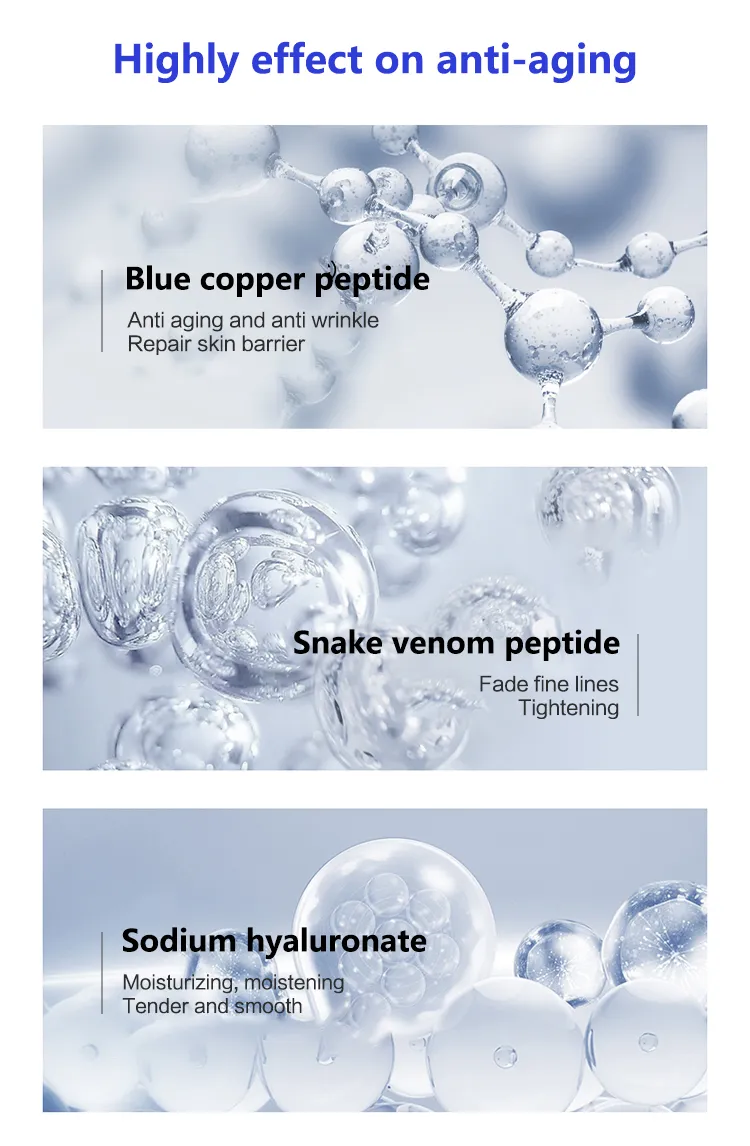 Suero facial iluminador calmante de cobre azul péptido orgánico natural para el cuidado de la piel coreana