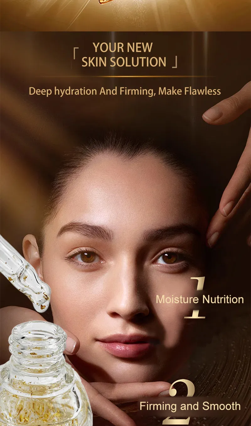 Suero Facial de Oro Personalizado Premium Reduce Líneas Finas Ilumina la Piel Antienvejecimiento Arrugas Colágeno 24K