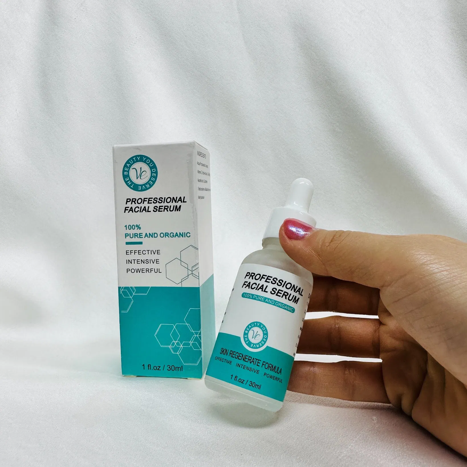 Suero facial de esencia hidratante de marca privada, cuidado de la piel orgánico, nutre, repara, blanquea, humecta, suero facial orgánico de colágeno y vitamina