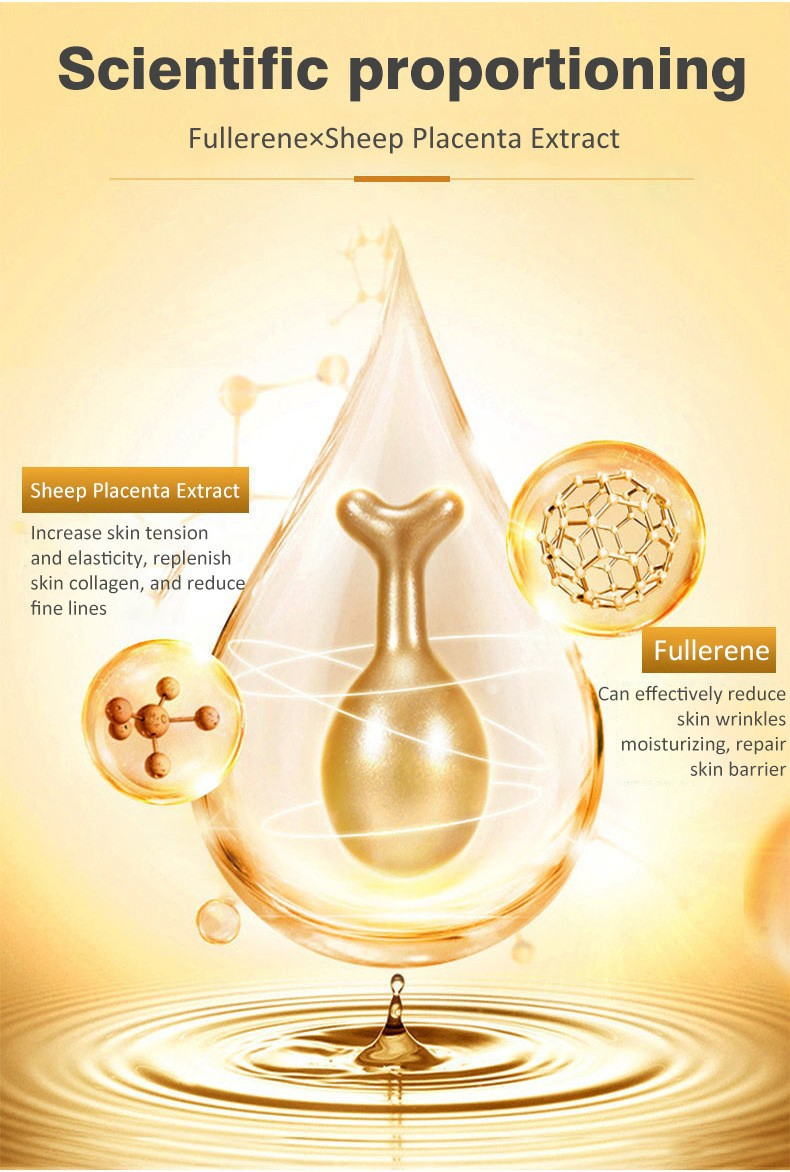 Suero facial reparador lujoso nutritivo antienvejecimiento iluminador de placenta de fullerene
