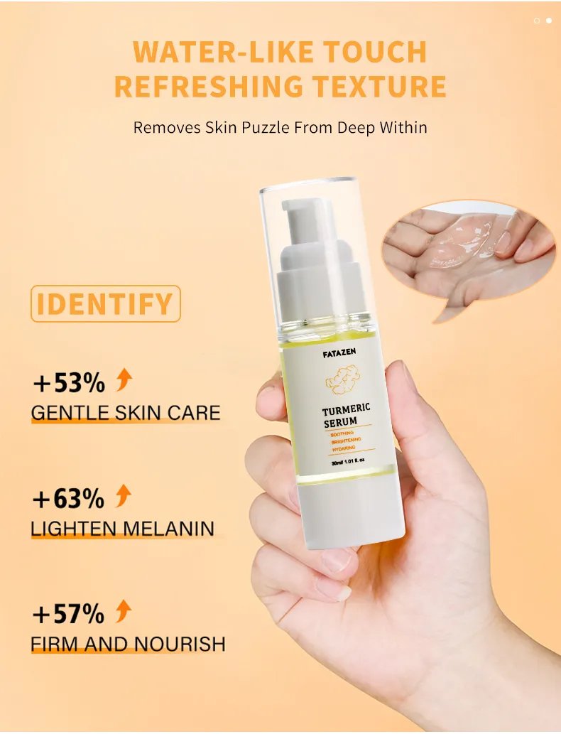 Suero facial iluminador de cúrcuma natural para el cuidado de la piel, suero facial blanqueador de vitamina C