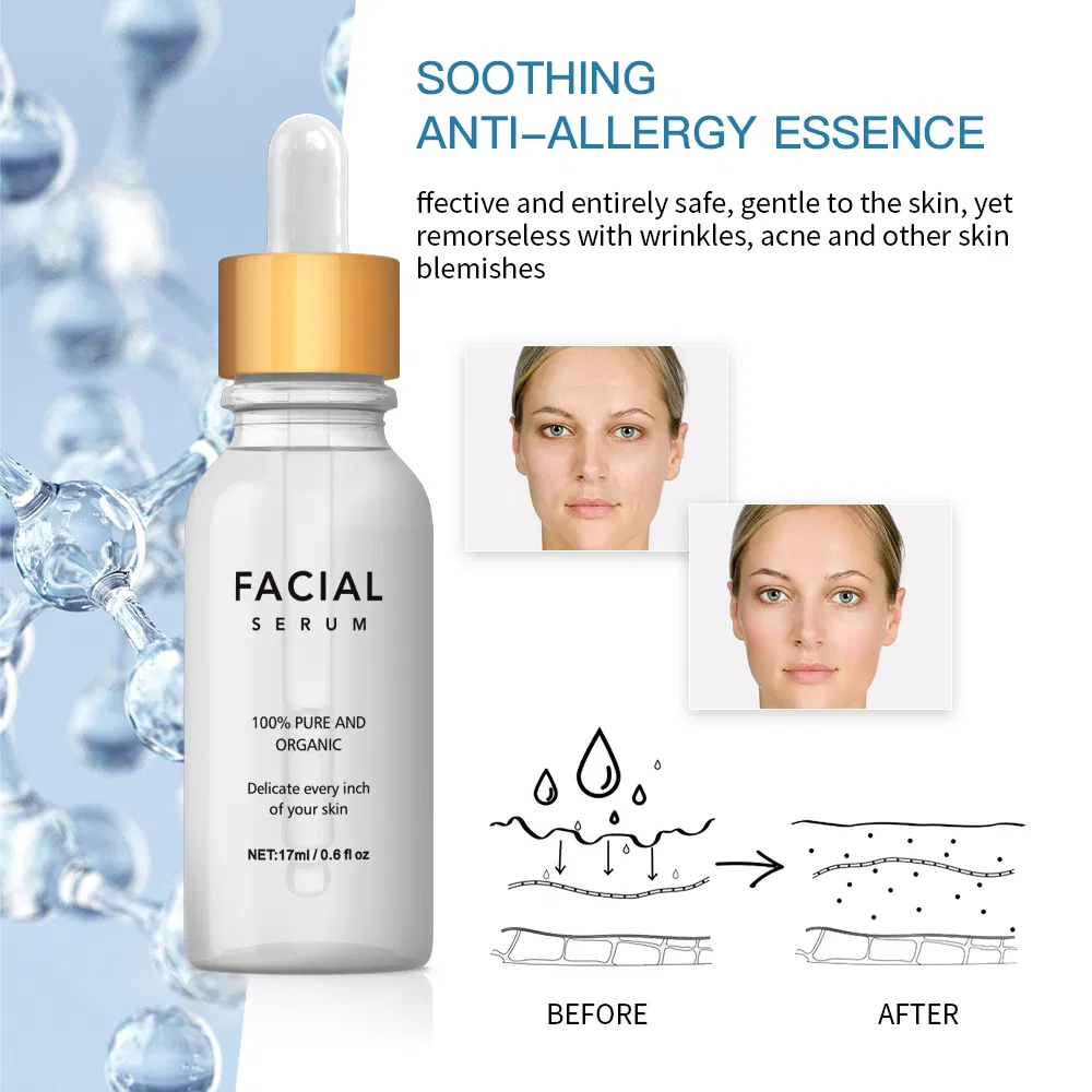 Suero facial natural antiarrugas que suaviza, es hipoalergénico, humectante, reafirmante y reduce las líneas finas de la cara