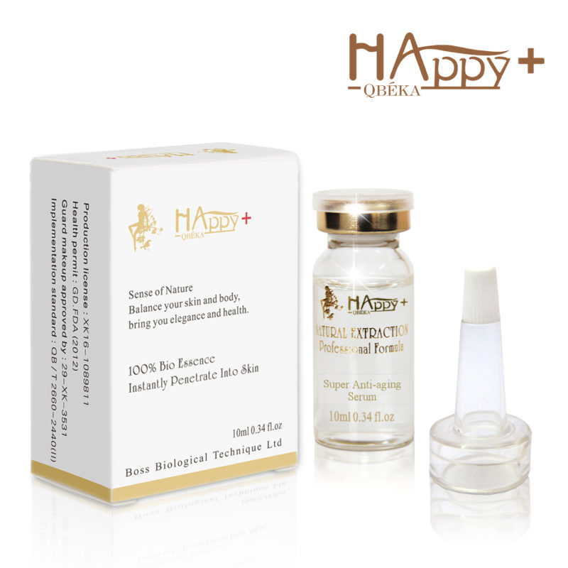 Productos de cuidado de la piel Qbeka Happy+ disponibles de OEM, suero bio super anti envejecimiento para uso diario, suero antiarrugas, suero anti envejecimiento de astaxantina