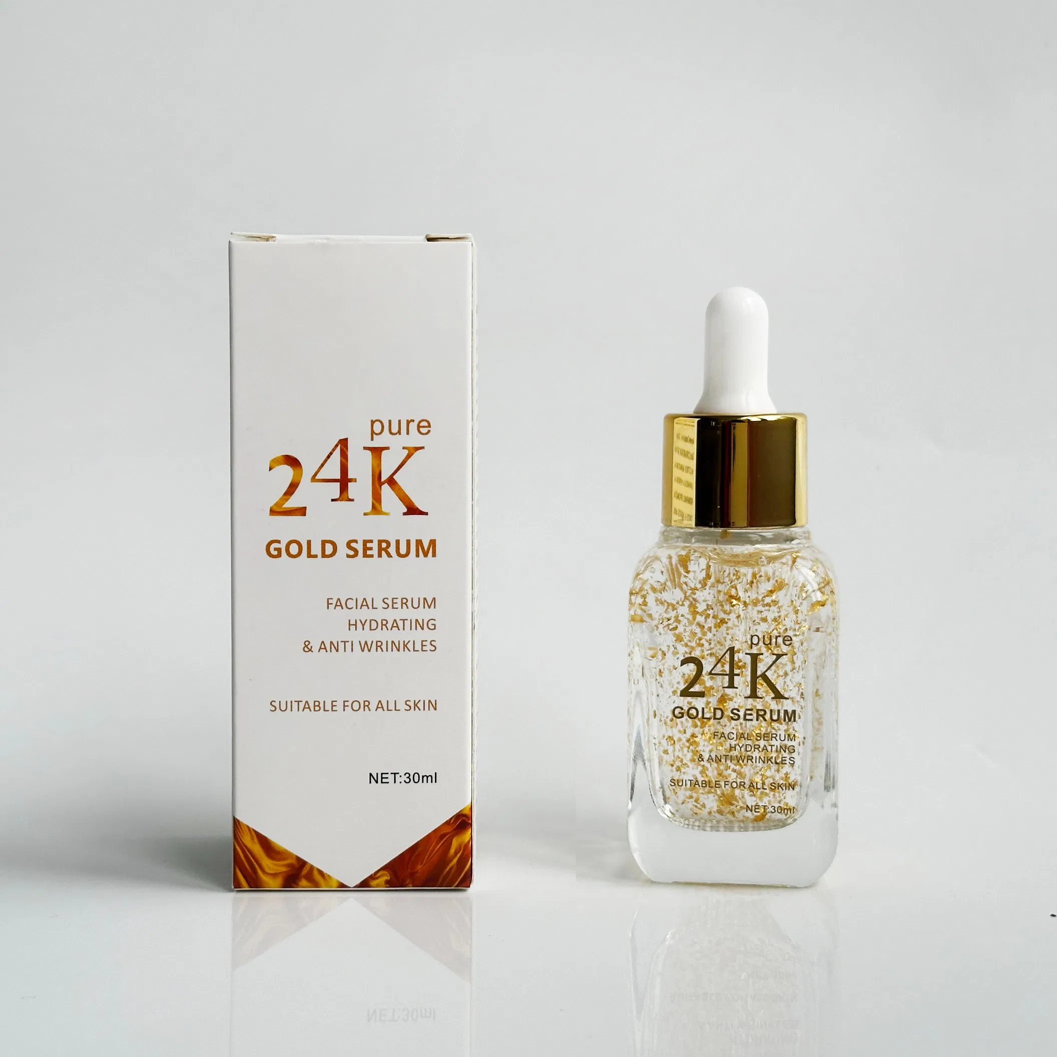 Suero Facial de Oro Personalizado Premium Reduce Líneas Finas Ilumina la Piel Antienvejecimiento Arrugas Colágeno 24K