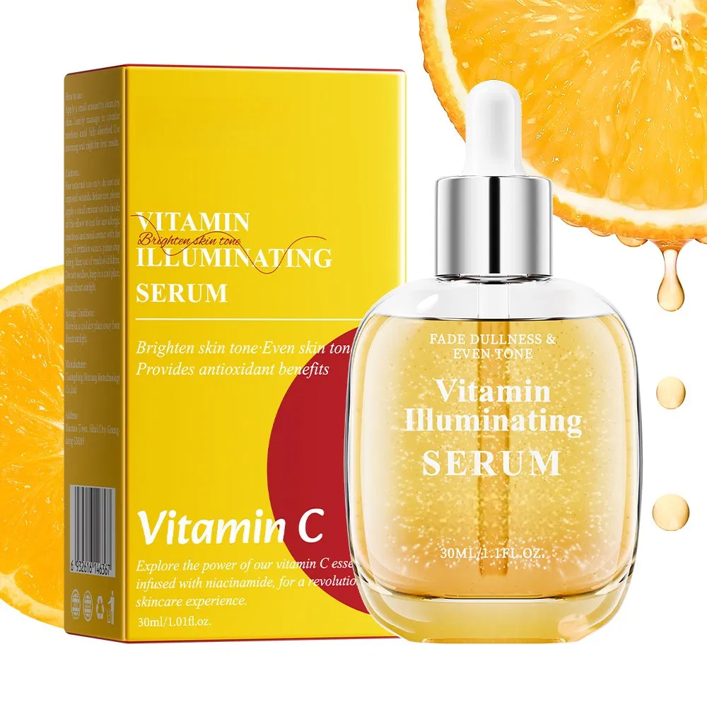 Sérum facial iluminador de vitamina para el brillo de la piel y una textura suave