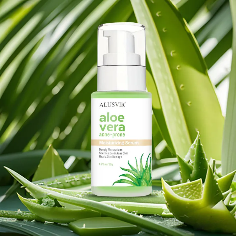 Suero facial orgánico calmante para el acné y anti-envejecimiento con aloe vera