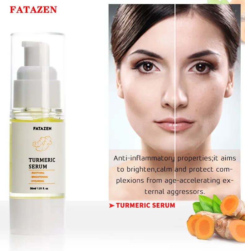 Suero facial iluminador de cúrcuma natural para el cuidado de la piel, suero facial blanqueador de vitamina C