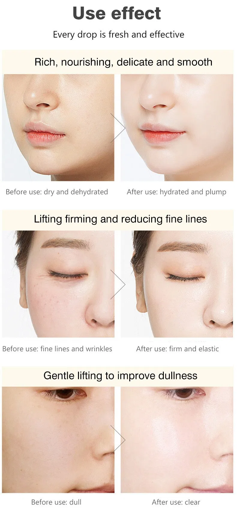 Suero facial reparador lujoso nutritivo antienvejecimiento iluminador de placenta de fullerene