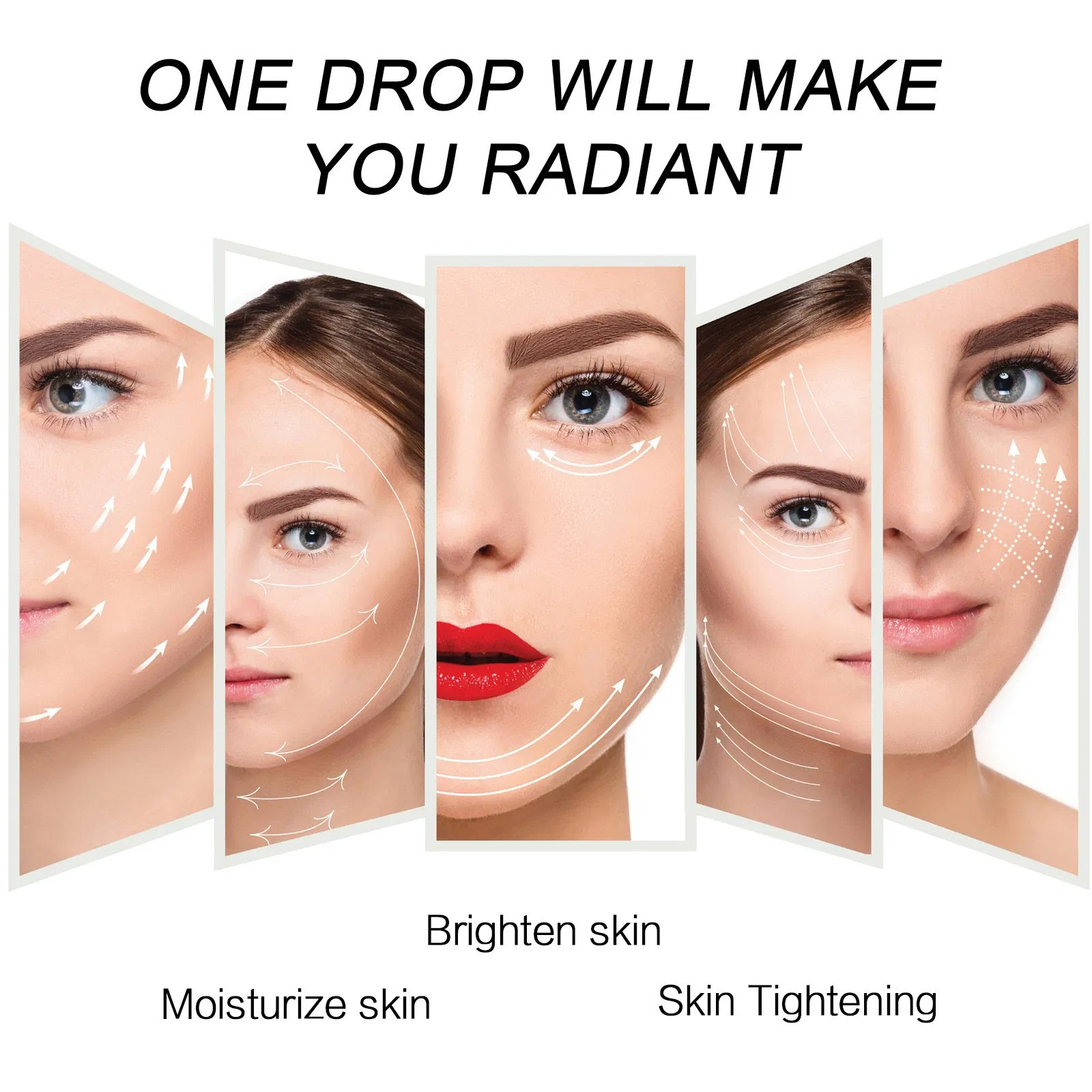Suero facial revitalizante hidratante reafirmante antiarrugas que aclara manchas con vitamina C