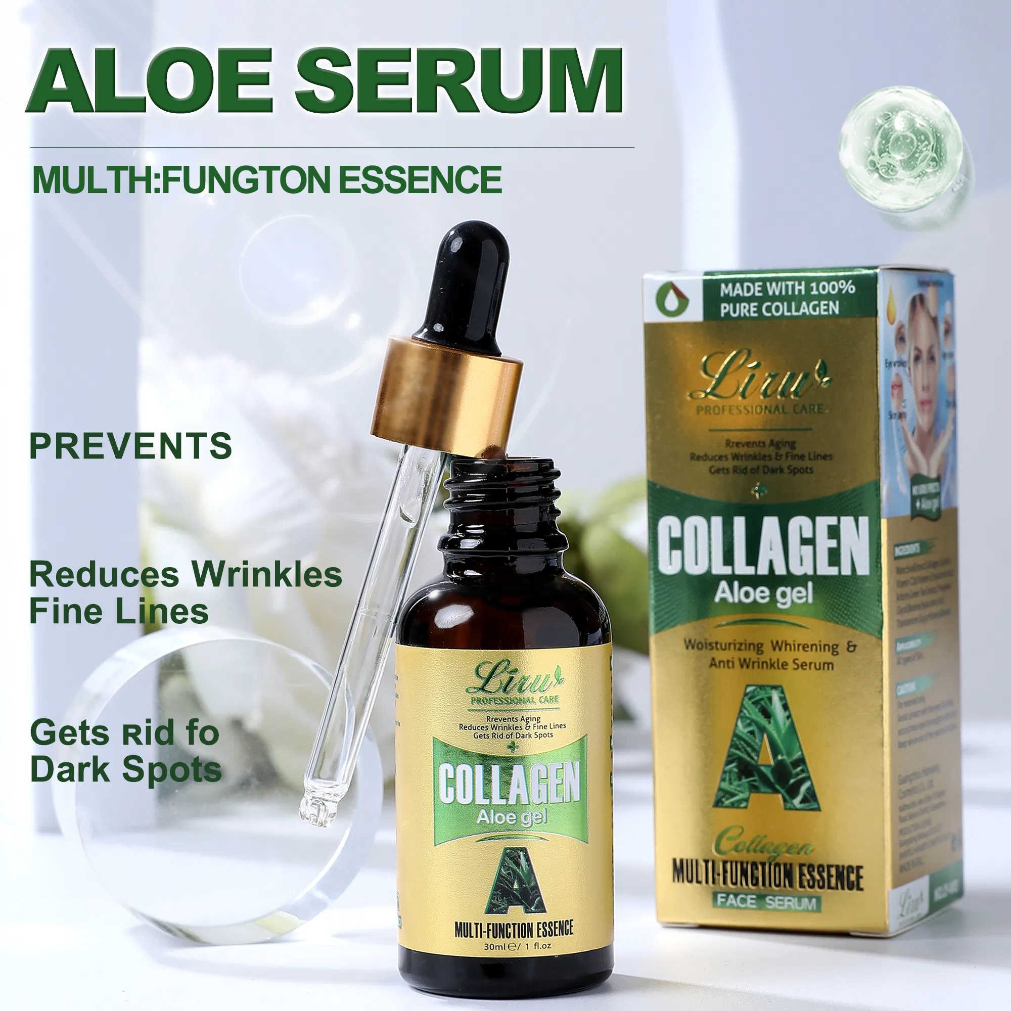 Esencia facial hidratante y nutritiva con ácido hialurónico y suero facial calmante de aloe vera