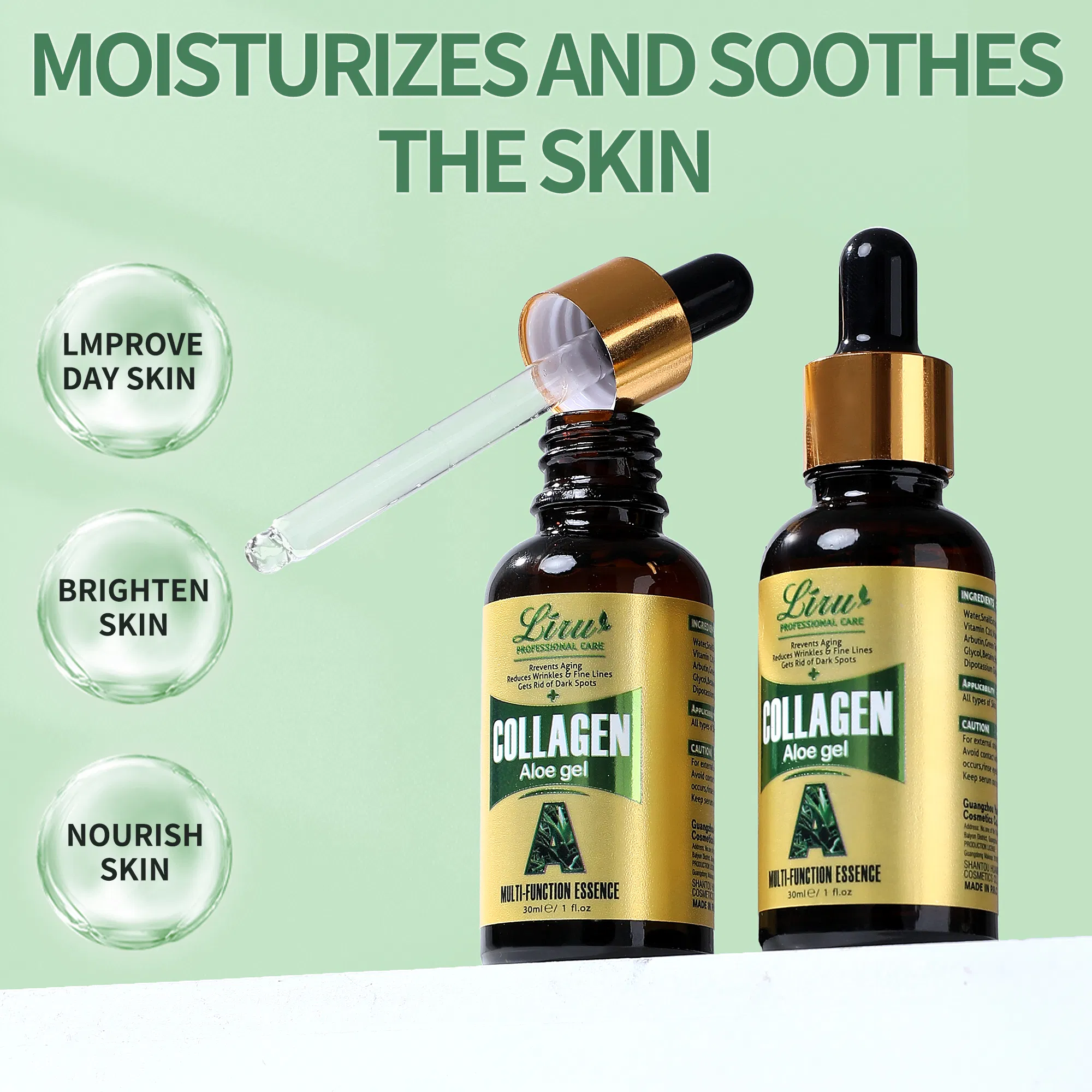 Esencia facial hidratante y nutritiva con ácido hialurónico y suero facial calmante de aloe vera