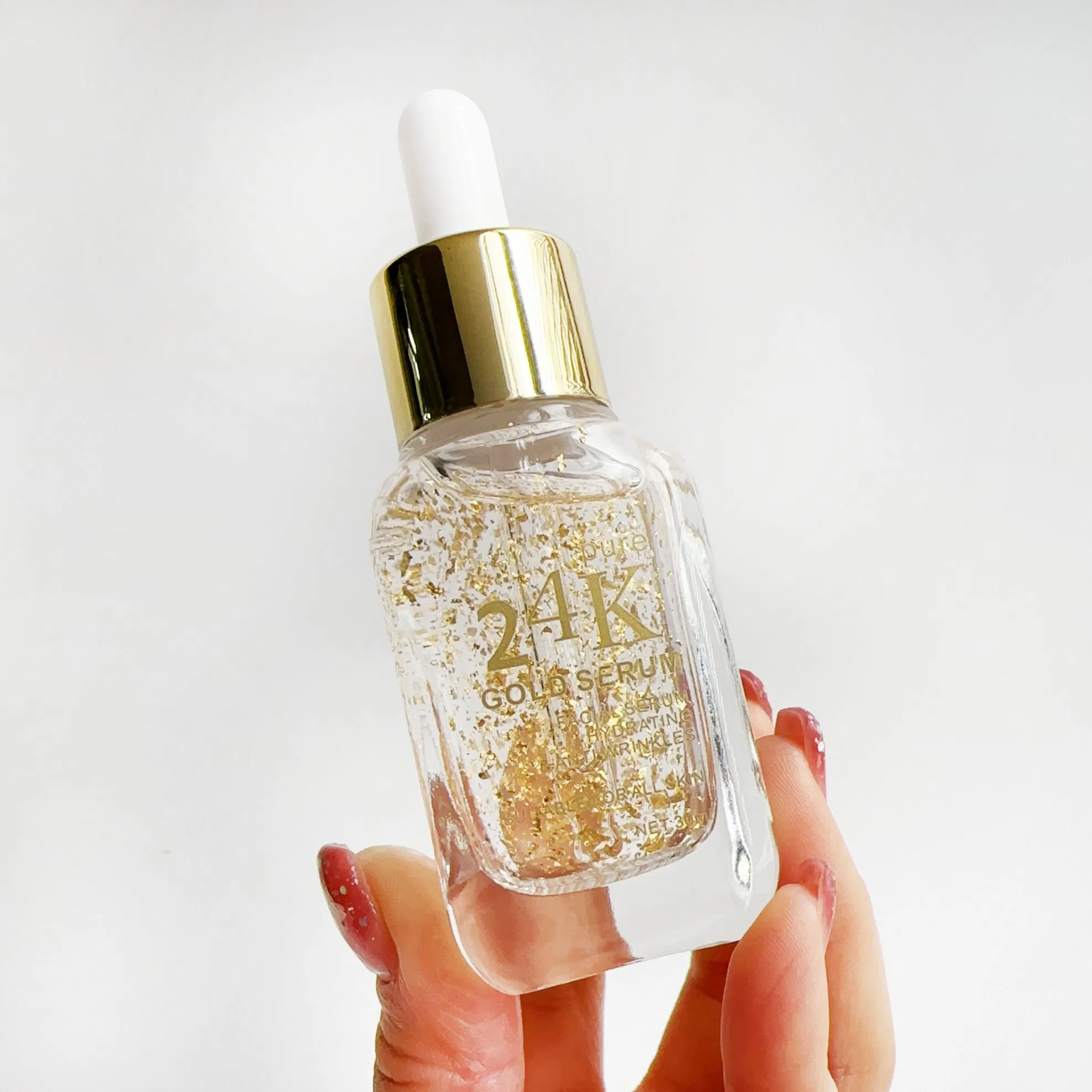 Suero Facial de Oro Personalizado Premium Reduce Líneas Finas Ilumina la Piel Antienvejecimiento Arrugas Colágeno 24K