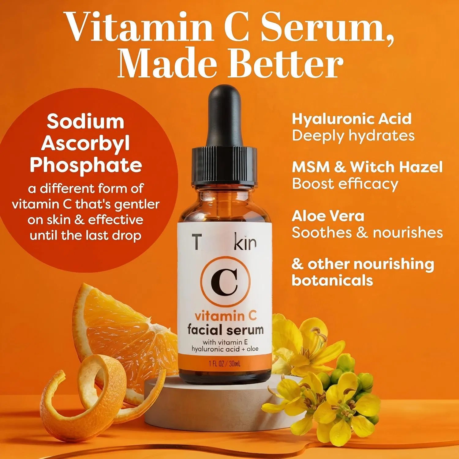 Suero facial revitalizante de vitamina C de OEM con esqualano hidratante