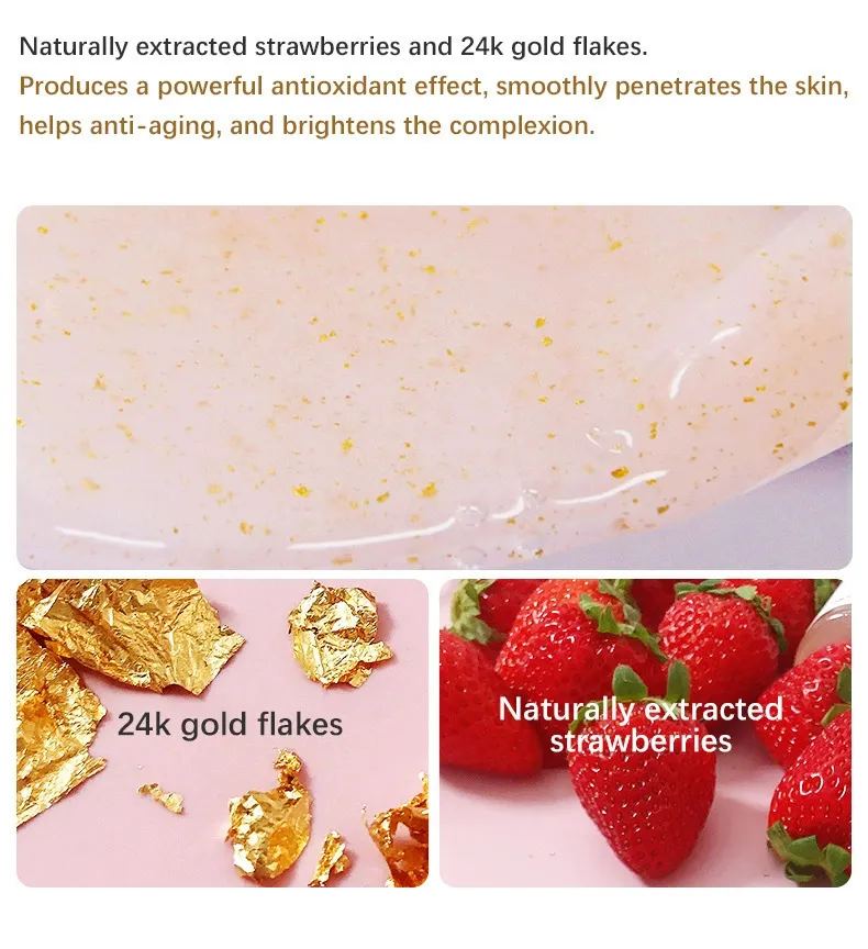 24K Suero Facial Nutritivo Hidratante Calmante Iluminador Reparador de Fresa