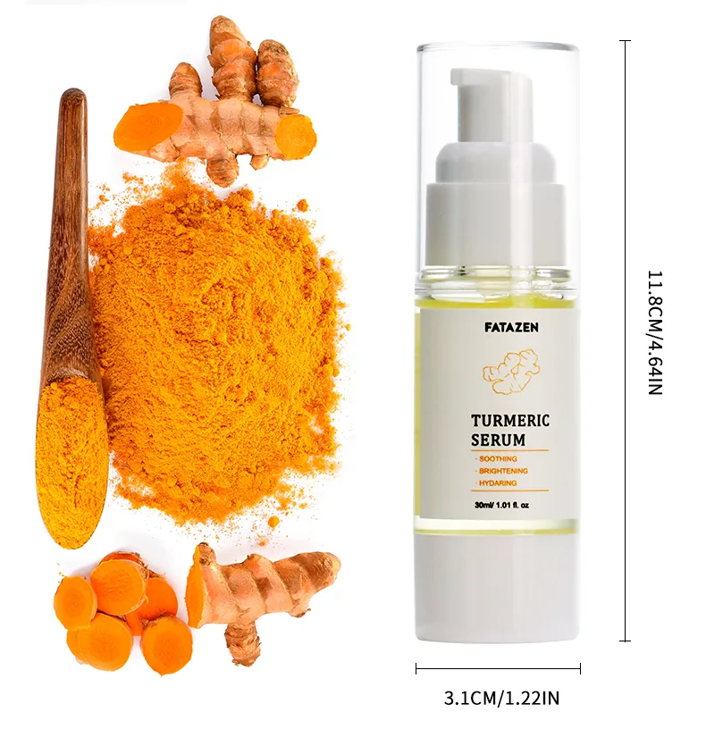 Suero facial iluminador de cúrcuma natural para el cuidado de la piel, suero facial blanqueador de vitamina C