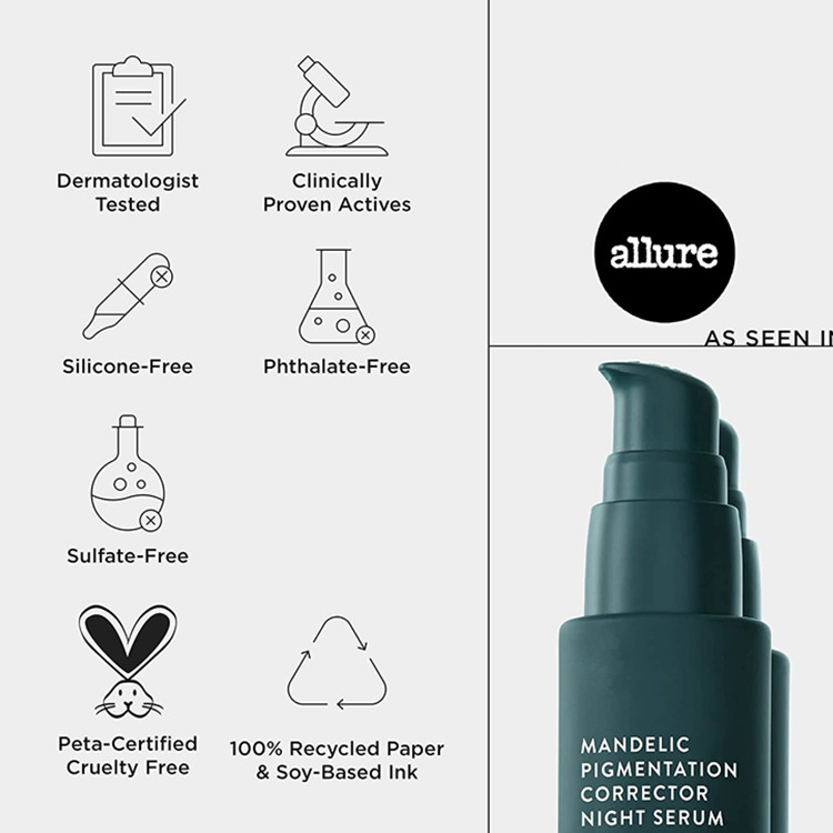 Corrector de Pigmentación de Fórmula Natural con Ácido Mandélico Suero Nocturno con Ácido Hialurónico