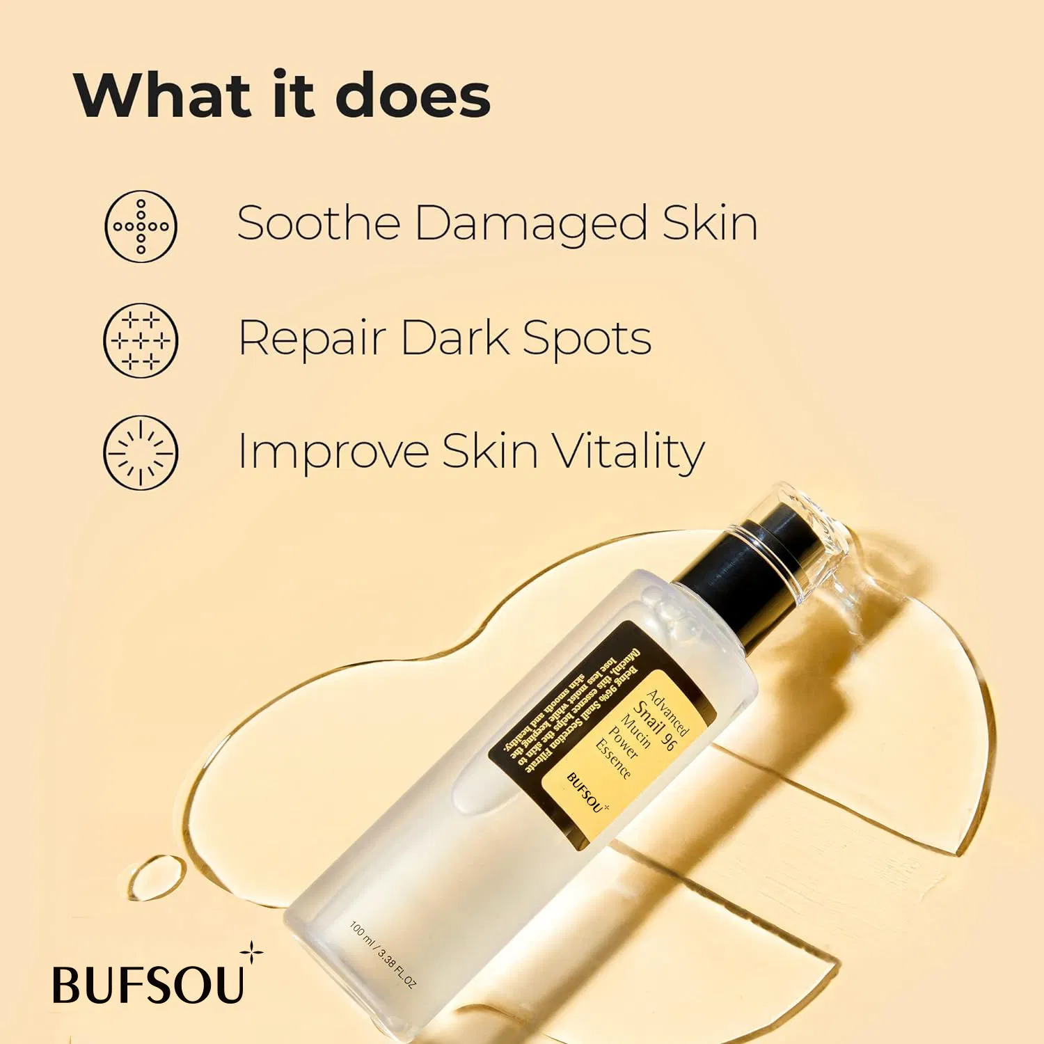 OEM Coreano 96% Mucina de Caracol Cuidado de la Piel Antienvejecimiento Suero Facial Blanqueador Reparador Suero de Caracol para Piel Sensible
