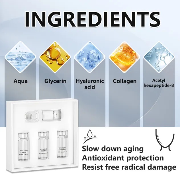 Esencia Antienvejecimiento de Marca Privada Colágeno Microneedling Reparación de Arrugas Rejuvenecimiento Suero para el Cuidado de la Piel