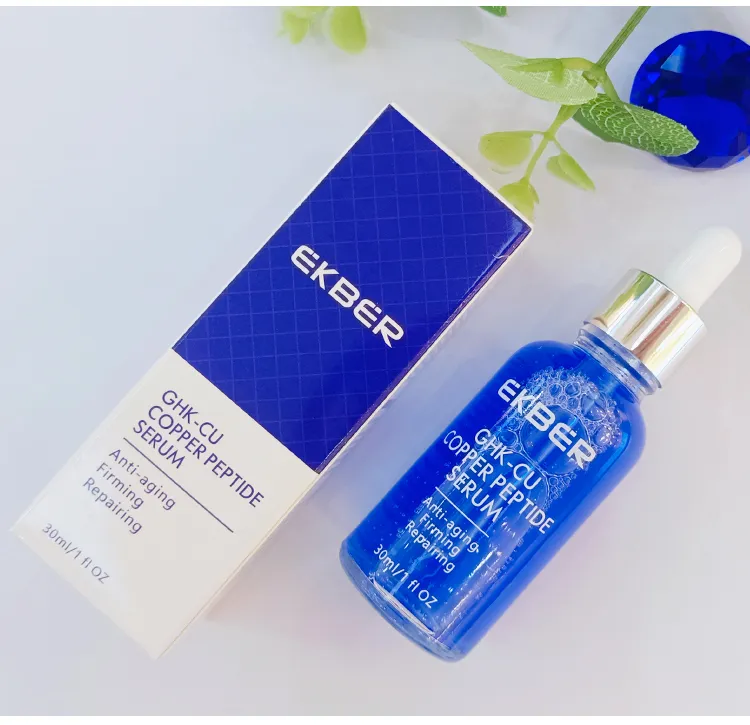 Suero facial iluminador calmante de cobre azul péptido orgánico natural para el cuidado de la piel coreana