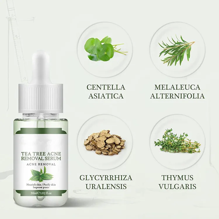 Suero personalizado de tratamiento para el acné de árbol de té OEM para la reparación de la piel