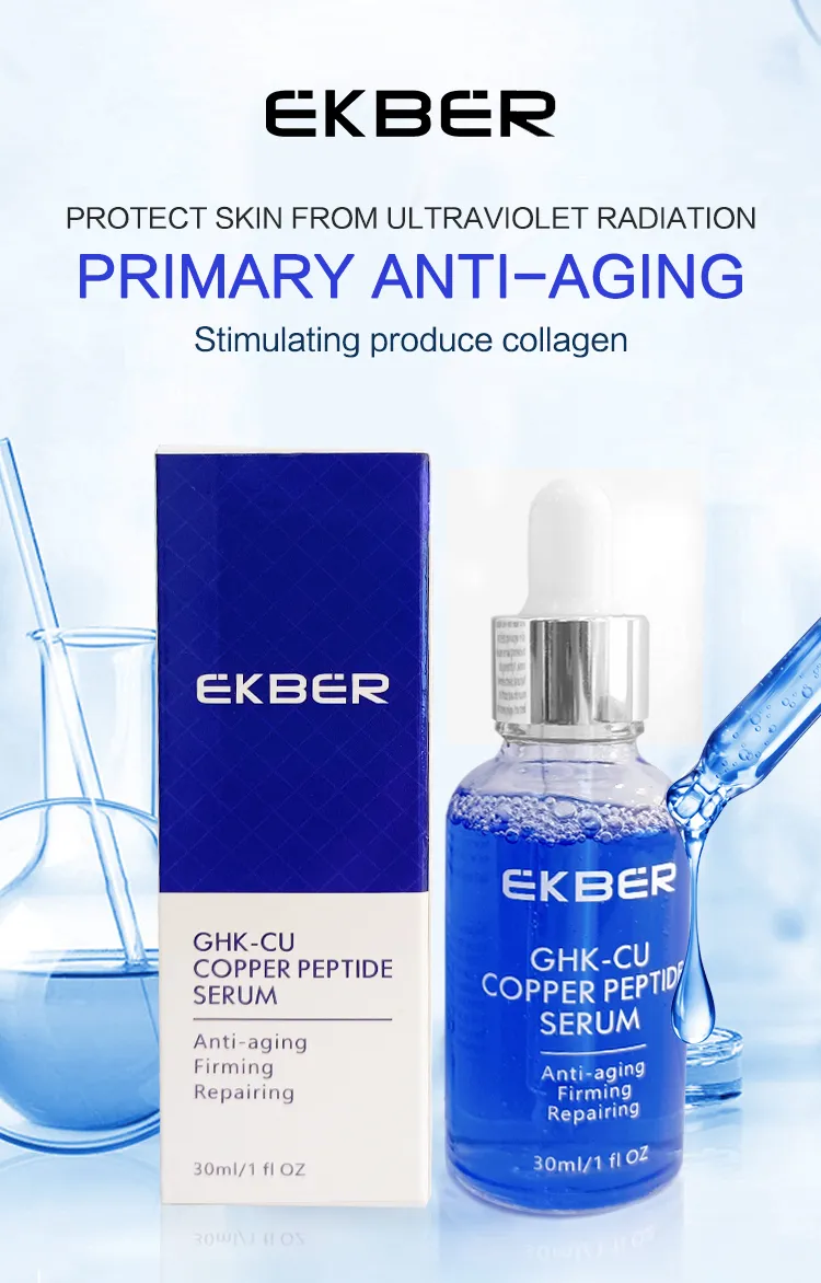 Suero facial blanqueador hidratante reparador de péptidos de cobre azul
