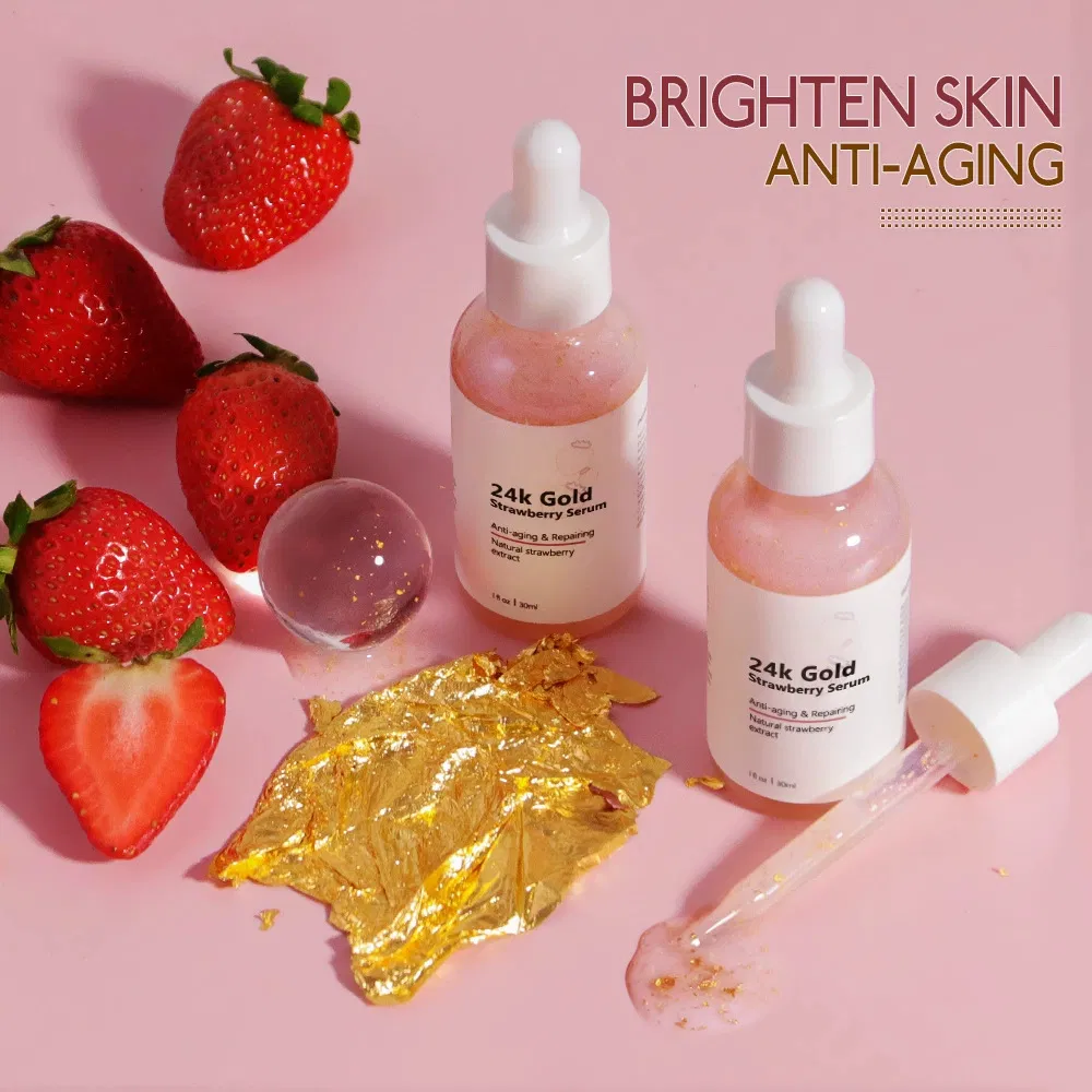 24K Suero Facial Nutritivo Hidratante Calmante Iluminador Reparador de Fresa