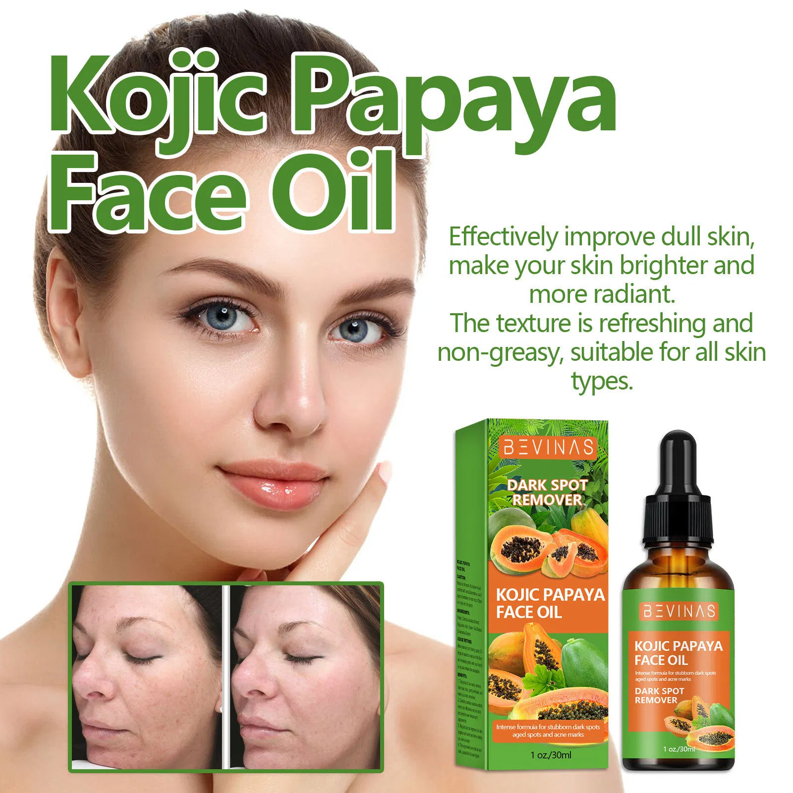 Suero facial de papaya y ácido de frutas, hidratante profundo, nutritivo, humectante y iluminador