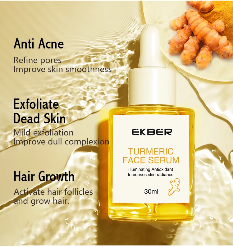 Suero Facial Antiacné OEM Exfoliante de Piel Muerta Suero de Cúrcuma Activa Folículos Capilares Cuidado de la Piel 30ml