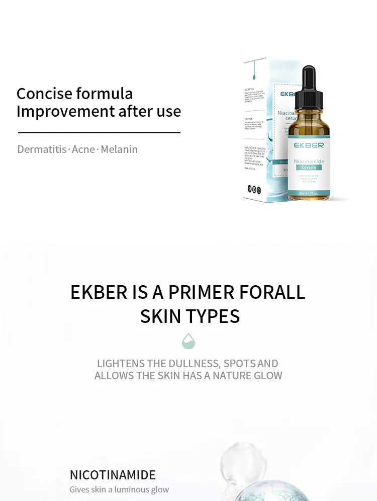 Suero facial de niacinamida de marca privada, hidratante, purificante, restaurador, hidratante, cuidado facial, suero facial de vitamina C