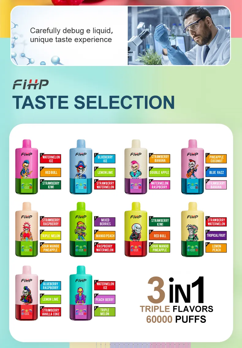Fihp 60000 Puff Vape com Sabor Triplo para Atacadistas