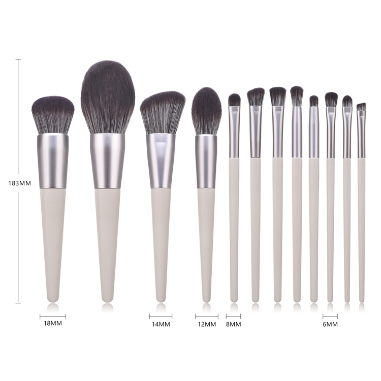 12 Conjunto de Pincéis de Maquiagem Profissional Premium Sintético com Cabo Afinado para Base, Mistura, Blush, Corretivo, Olhos, Rosto, Líquido, Pó e Creme