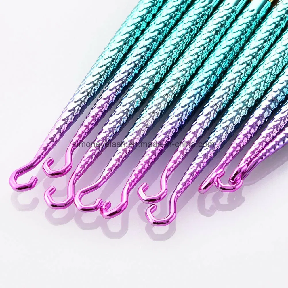 Novos 10PCS/Set Pincéis de Maquiagem de Sereia Fish Hooks Cosméticos Pincel de Corretivo Pincel de Delineador