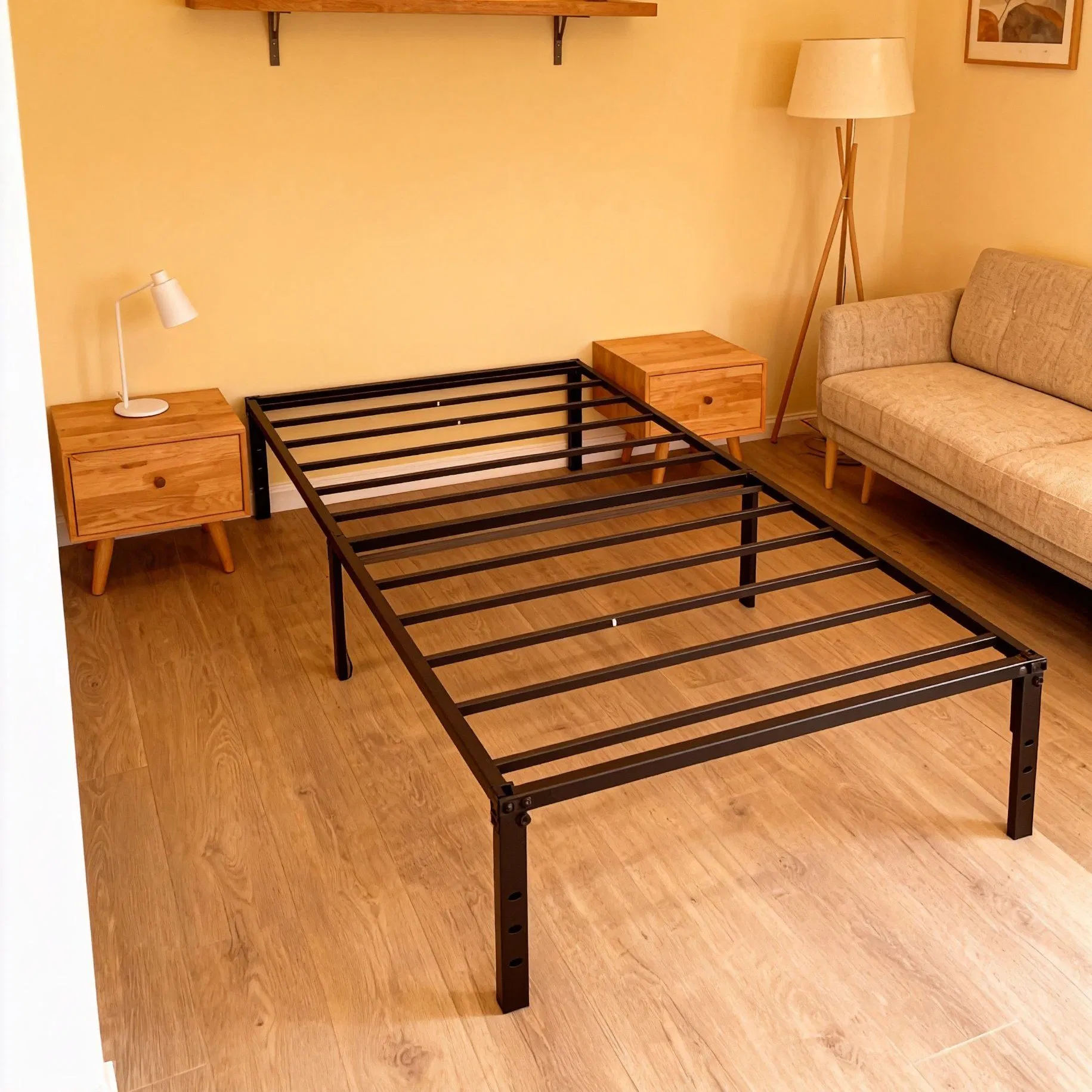 Cama de Ferro Simples Essencial - Construção de Painel Plano Confiável