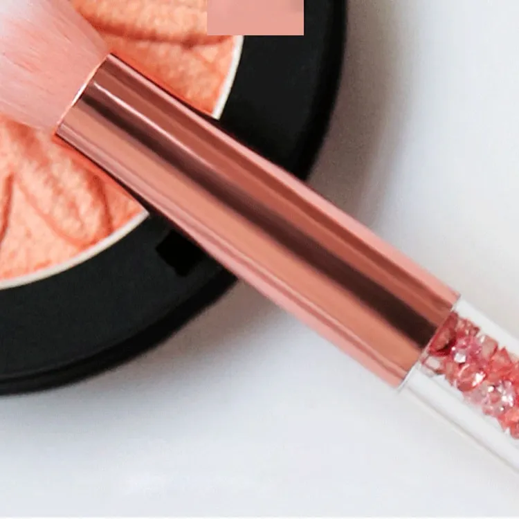 Pincéis de Maquiagem com Cabo Transparente de Cristal Arco-Íris, Pincel para Pó, Blush e Contorno, Pincel de Maquiagem para Olhos Rosa, Ferramentas de Beleza