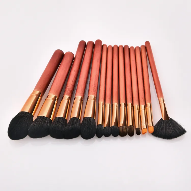 Conjunto de Pincéis de Maquiagem Profissional 14PCS para Pó, Base, Blush, Sombra, Delineador e Lábios