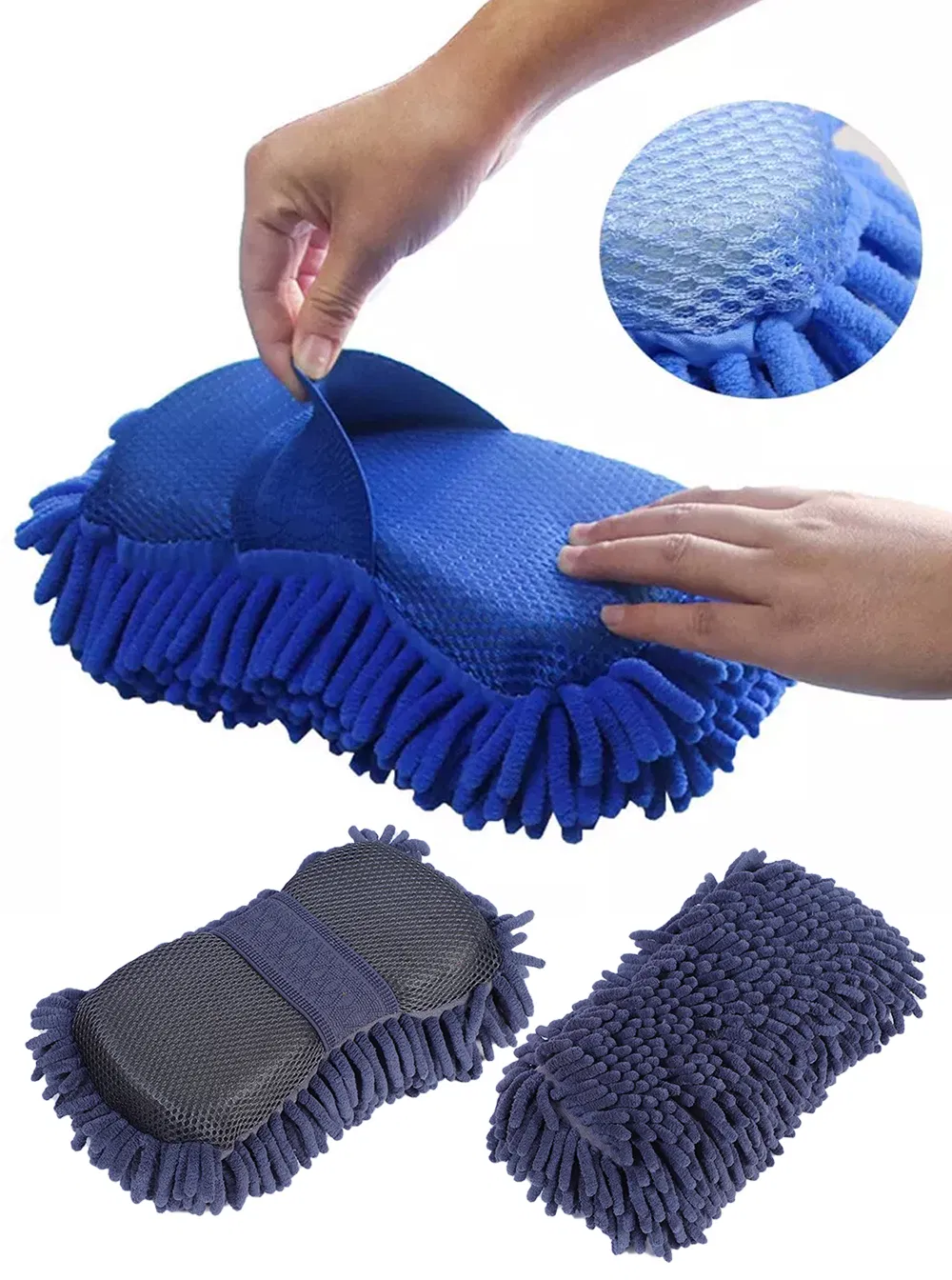 8 Esponjas de Lavagem para Carros, Caminhões, Barcos e Motocicletas em Microfibra Chenille Sem Arranhões