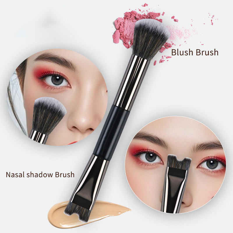 Pincel de Maquiagem de Duas Pontas 2 em 1 Pincel de Blush Pincel de Contorno de Nariz