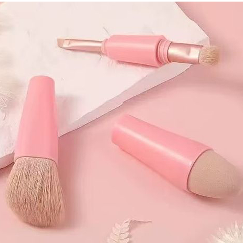Beautichen 4-in-1 Pincel de Maquiagem Retrátil - Aplicação Rápida e Perfeita para Base, Blush, Corretivo, Ferramenta Portátil Tudo-em-Um