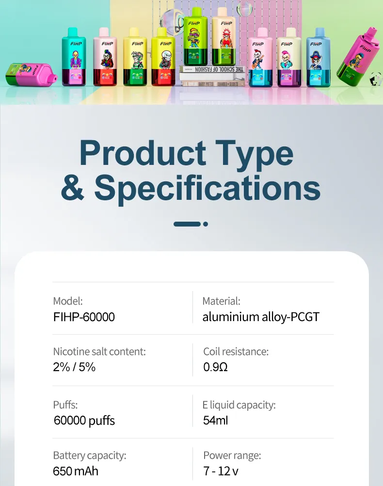 Fihp 60000 Puff Vape com Sabor Triplo para Atacadistas