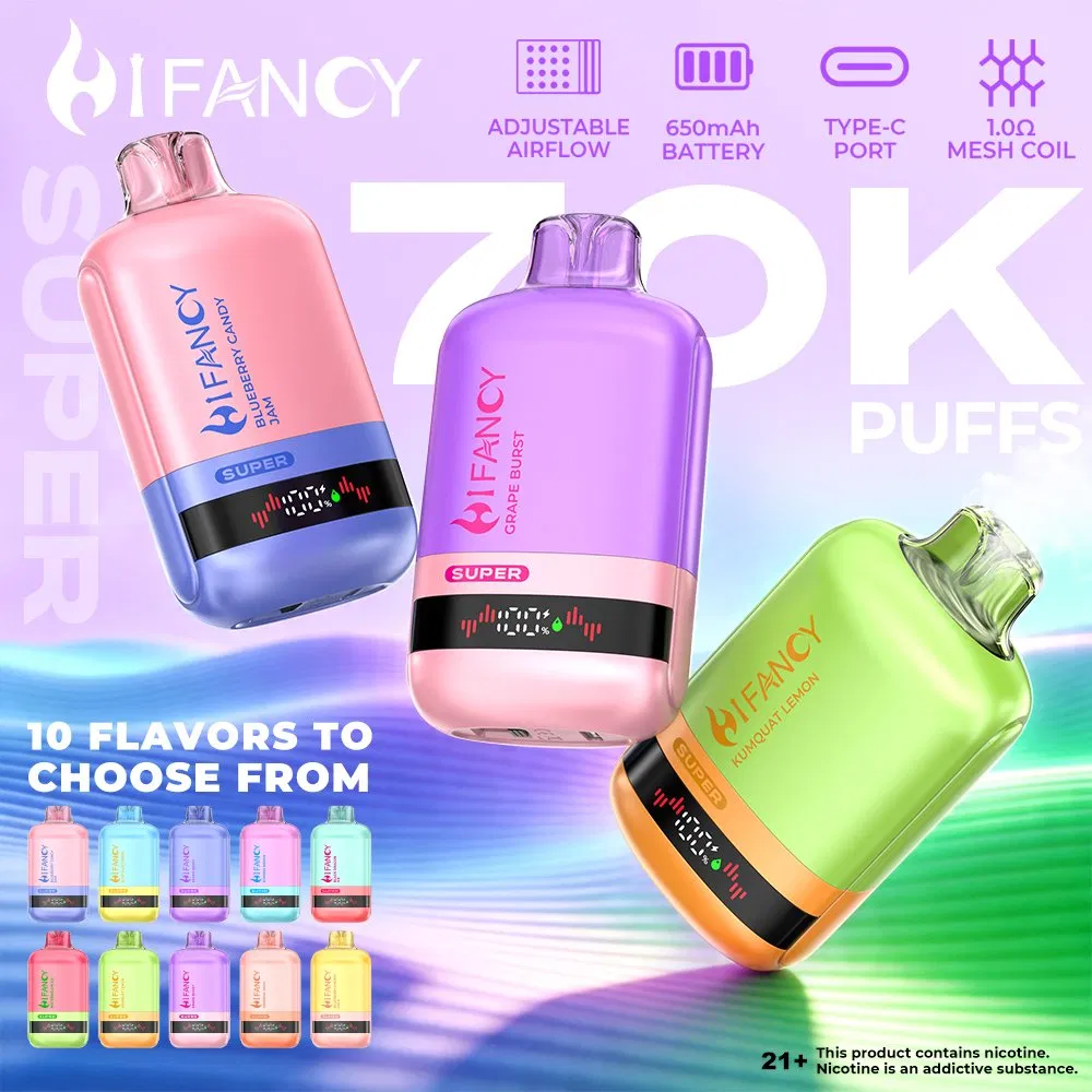 Vape descartável Premium Hifancy Super 70K Puff H 7000 Preço Puff Vape Pen por atacado para a UE com risco zero de alfândega Vaper Puff